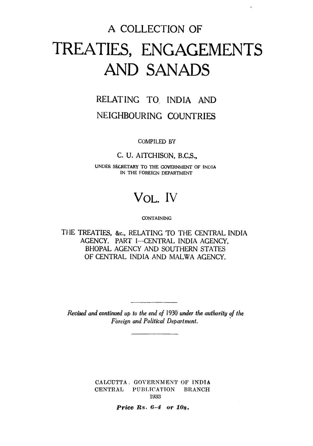 Treaties, Engagements and Sanads