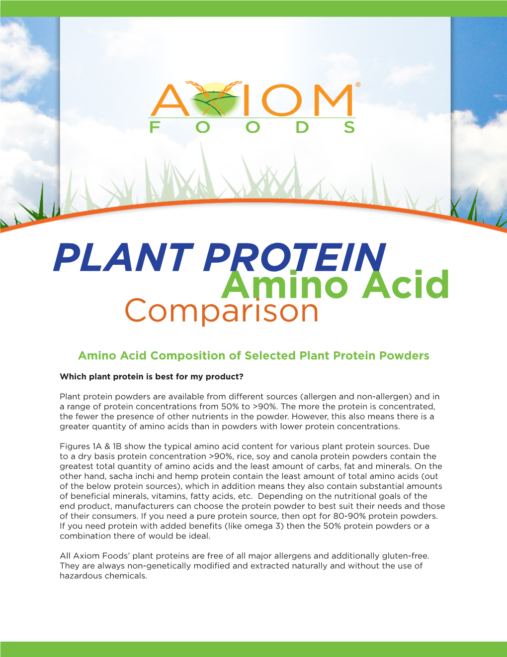 PLANT PROTEIN Amino Acid Comparison