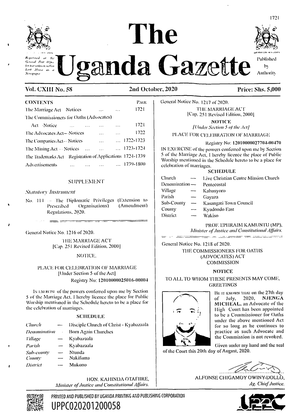 The Uganda Gazette Published