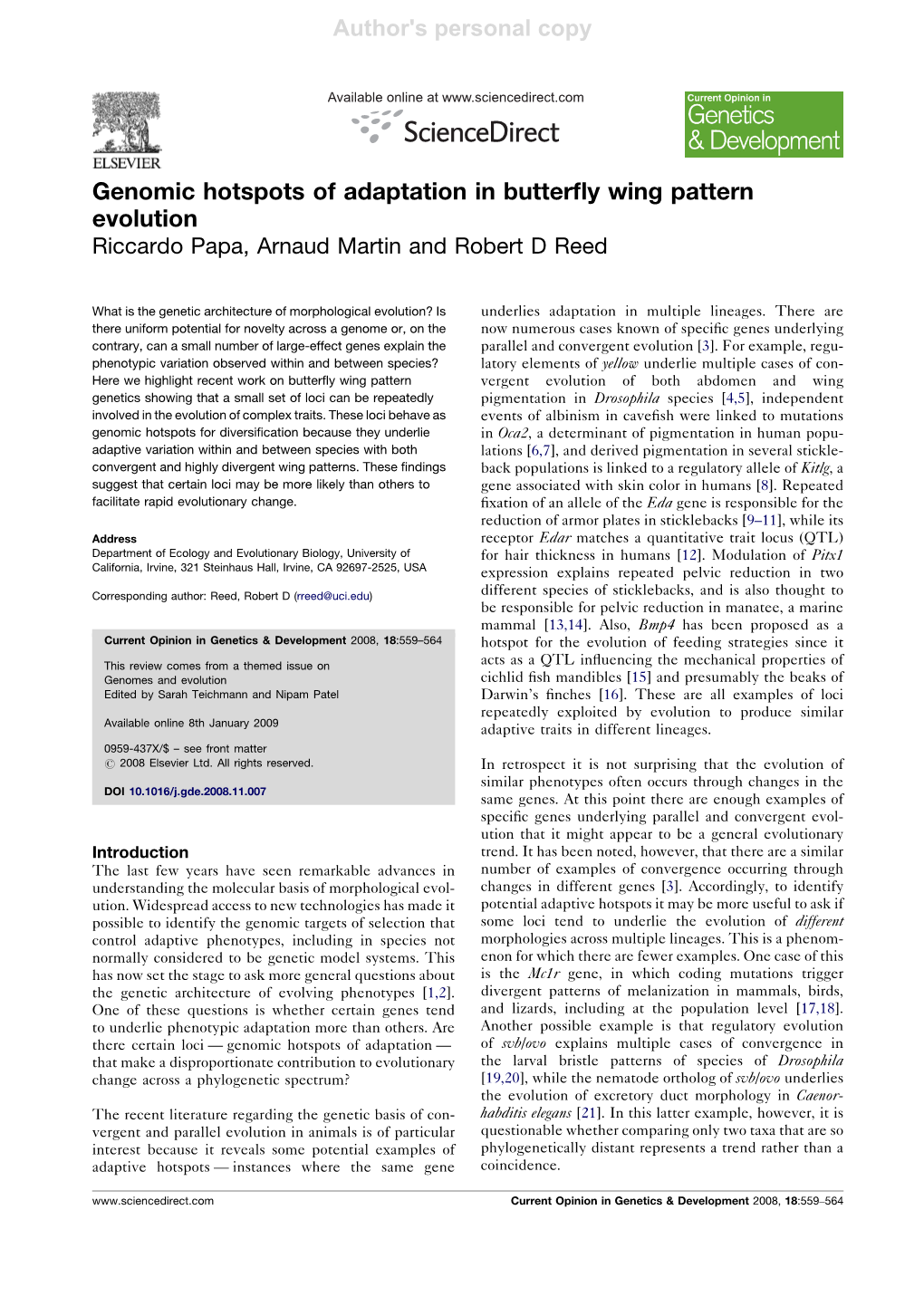 Genomic Hotspots of Adaptation in Butterfly Wing