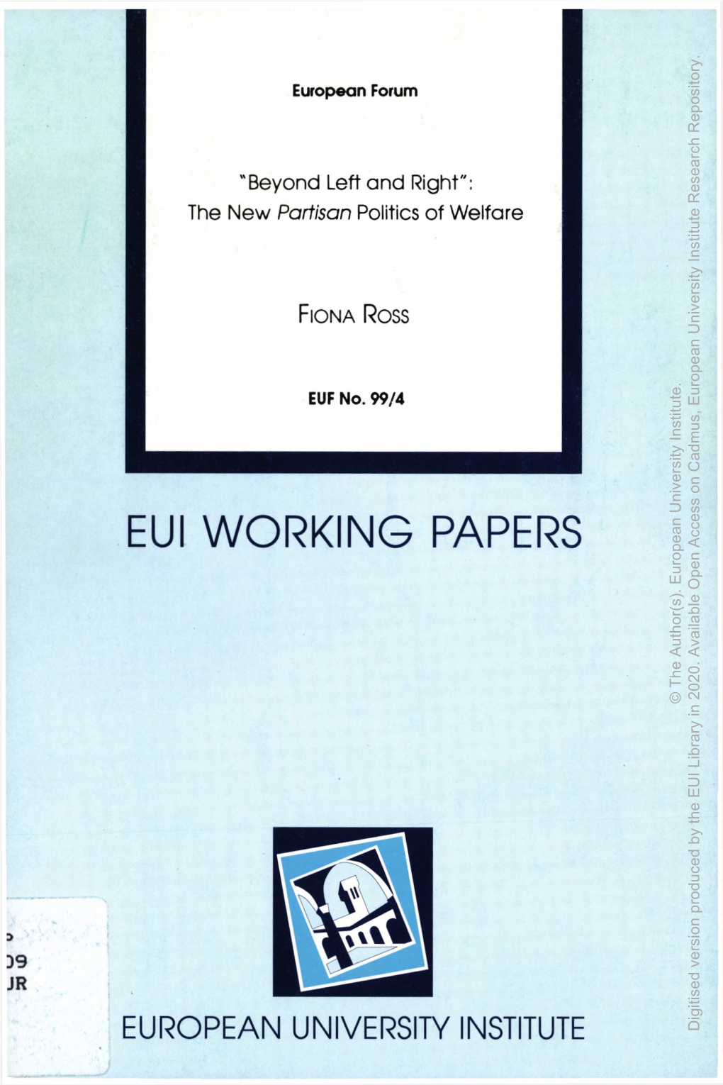 EUI WORKING PAPERS Access European Open Author(S)