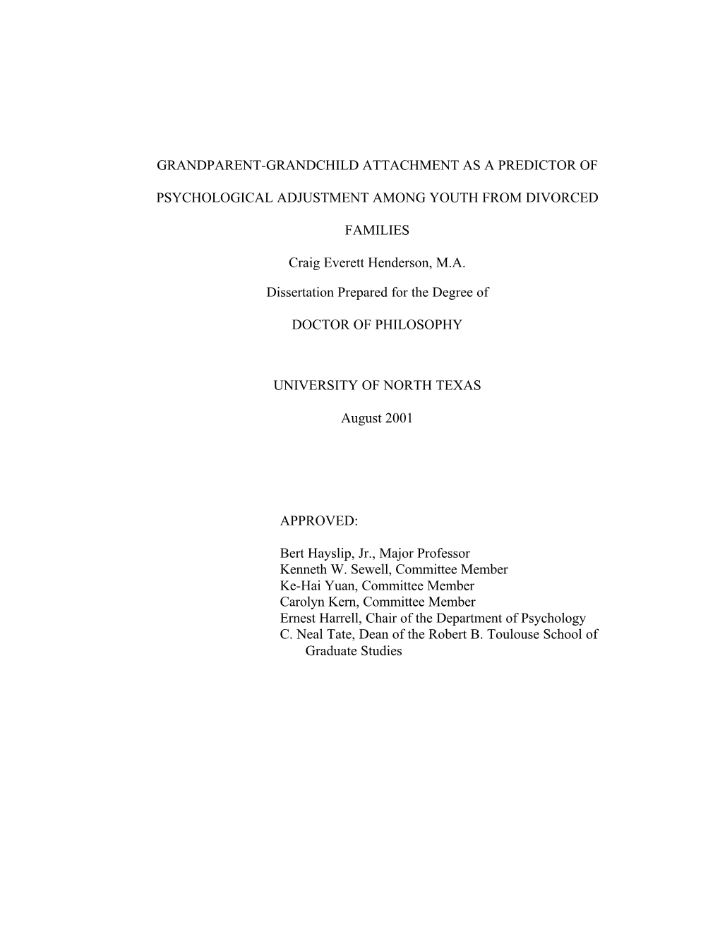 Grandparent-Grandchild Attachment As a Predictor of Psychological