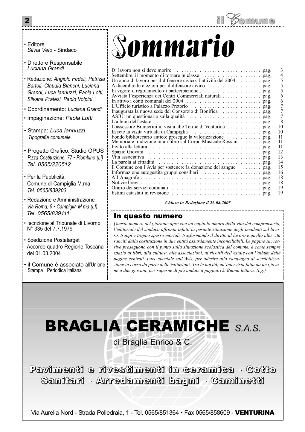 Sommario • Direttore Responsabile Luciana Grandi Di Lavoro Non Si Deve Morire