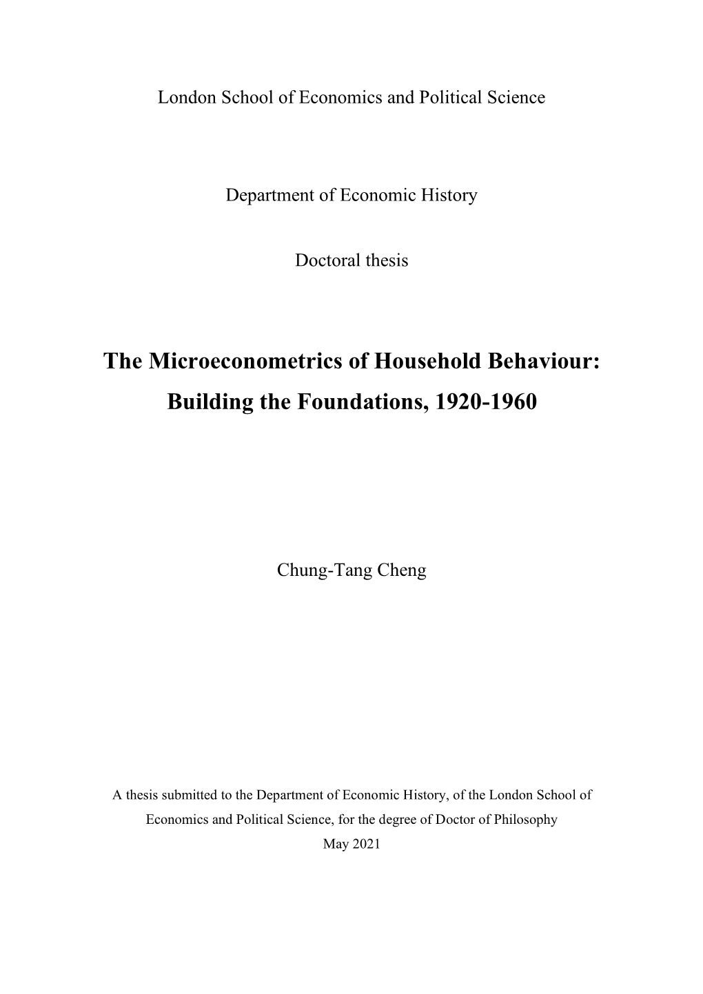 The Microeconometrics of Household Behaviour