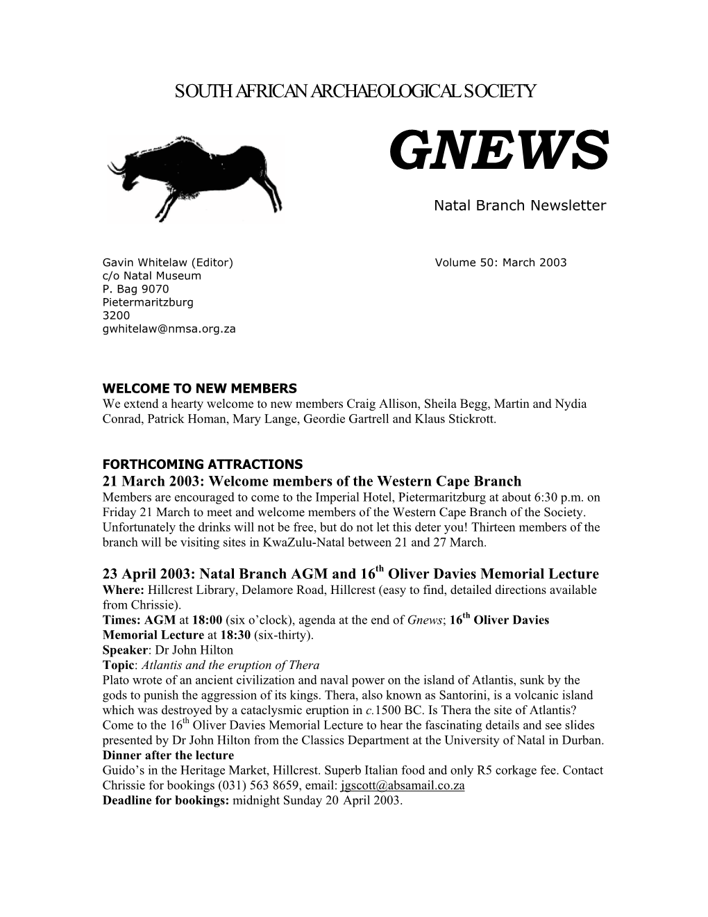 GNEWS No 50, March 2003