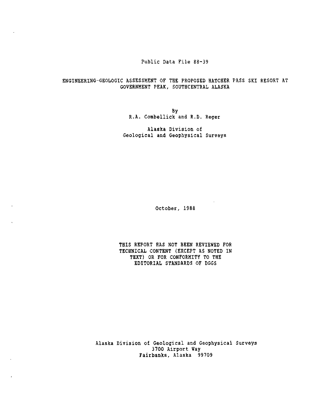 Public Data File 88-39 ENGINEERING-GEOLOGIC ASSESSMENT OF