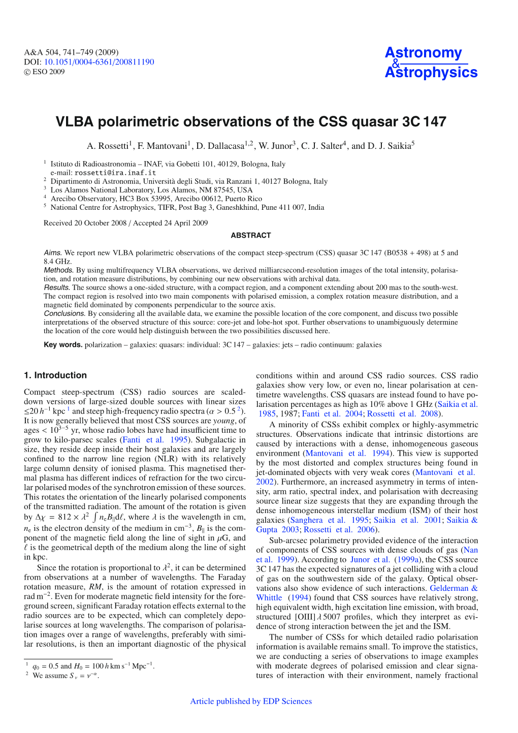 VLBA Polarimetric Observations of the CSS Quasar 3C 147