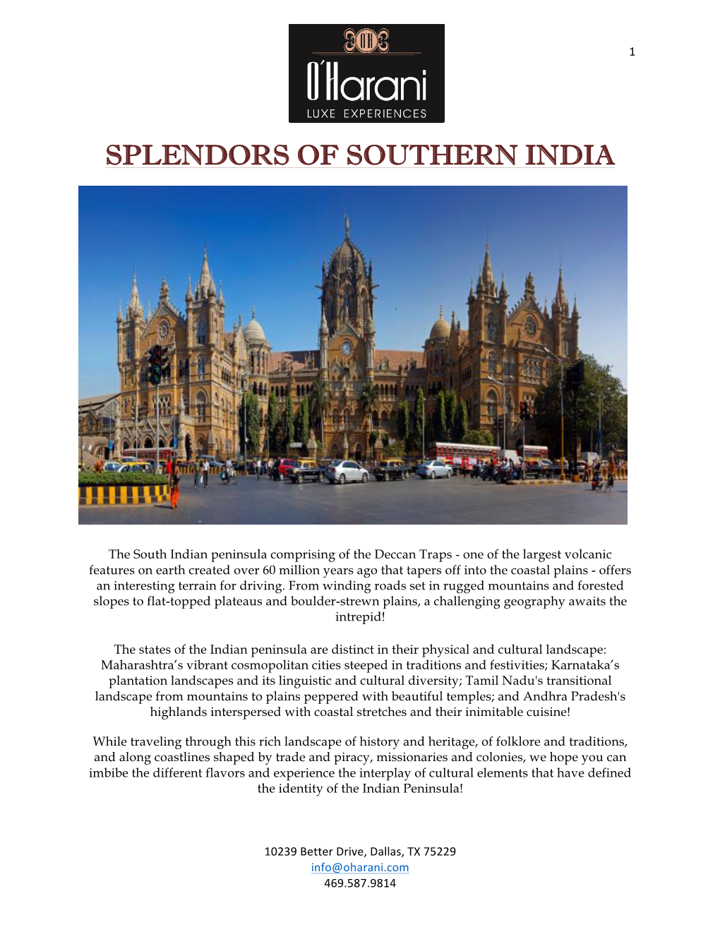 South India Itinerary – Crow Collection Of