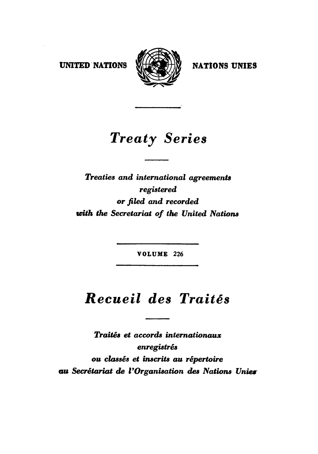 Treaty Series Recueil Des Traites