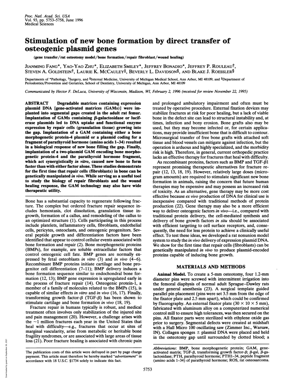 Osteogenic Plasmid Genes