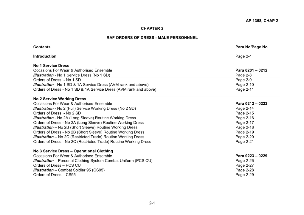 Ap 1358, Chap 2 2-1 Chapter 2 Raf Orders of Dress