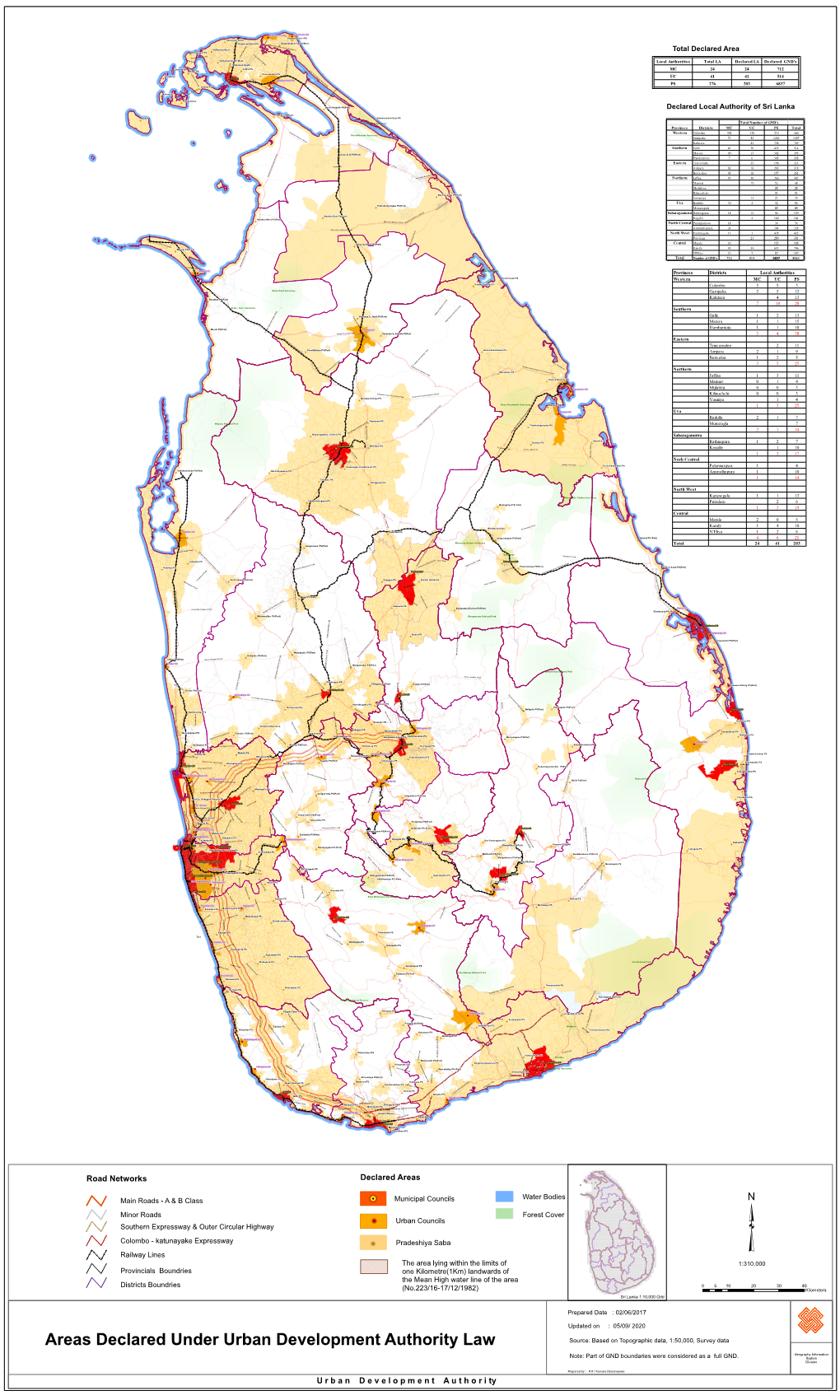 Areas Declared Under Urban Development Authority