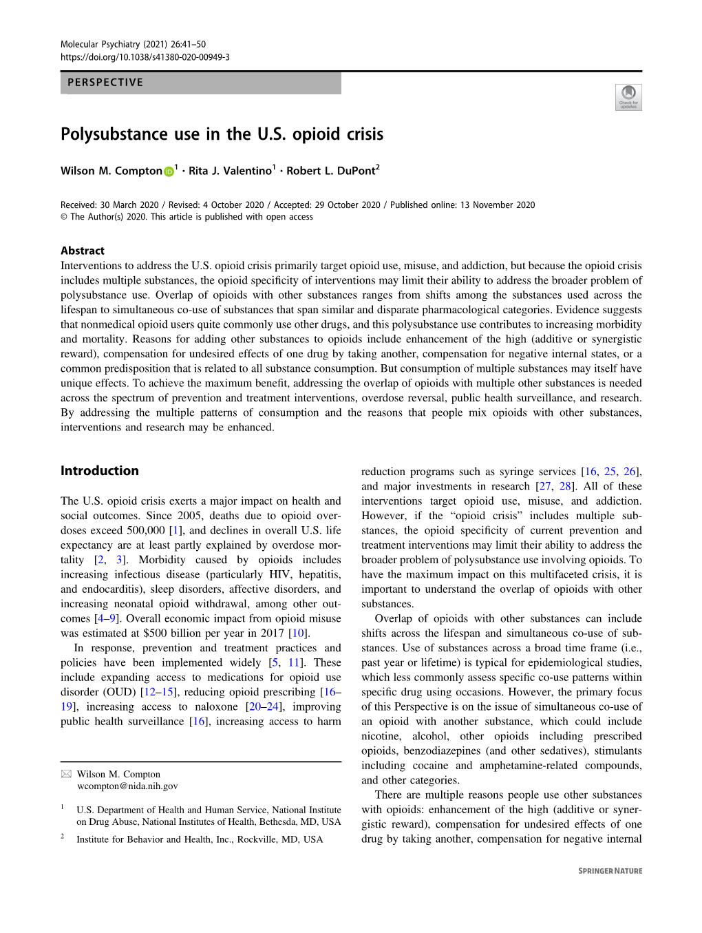 Polysubstance Use in the U.S. Opioid Crisis