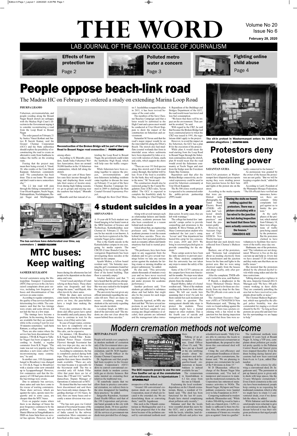 People Oppose Beach-Link Road the Madras HC on February 21 Ordered a Study on Extending Marina Loop Road