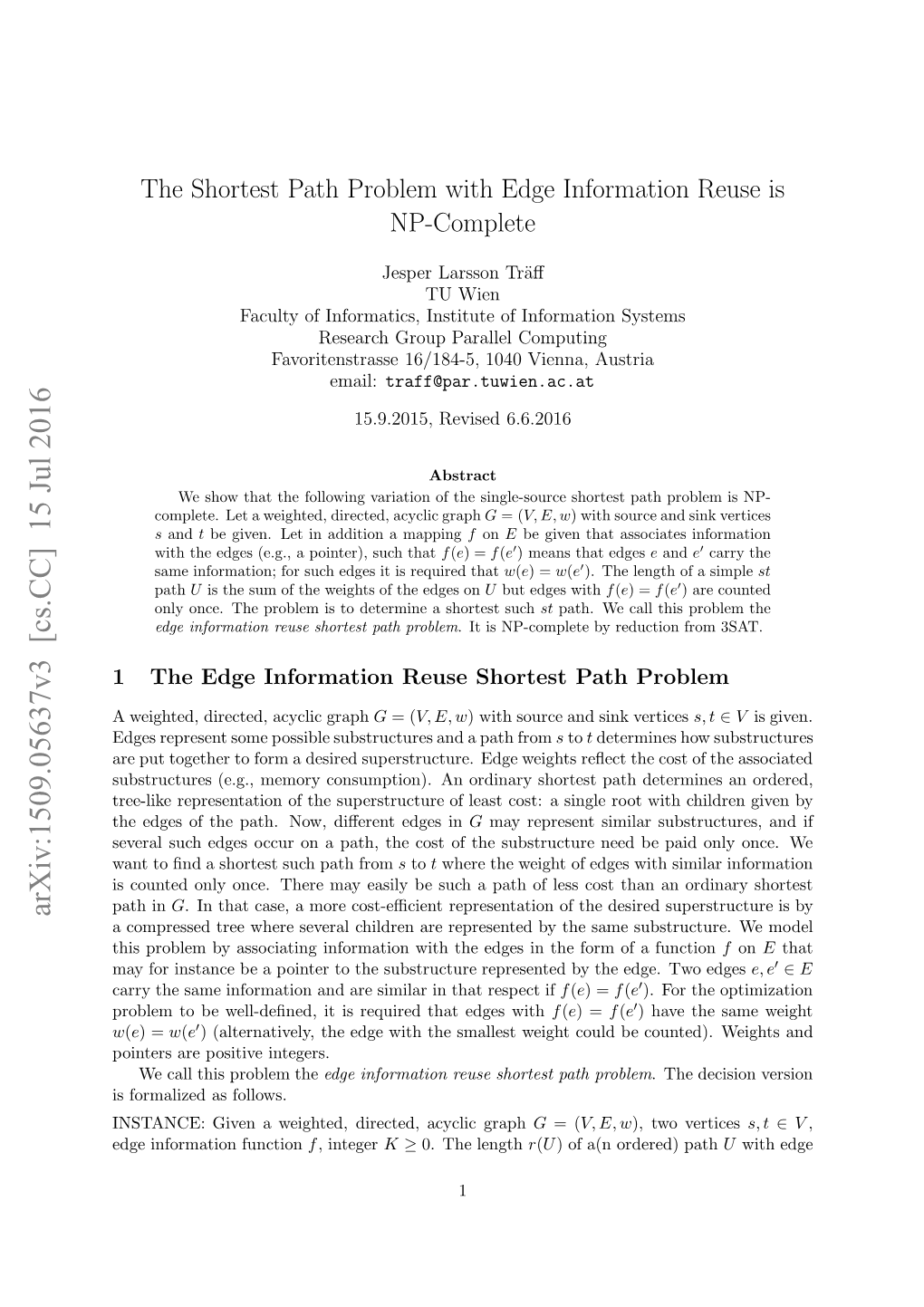 The Shortest Path Problem with Edge Information Reuse Is NP-Complete