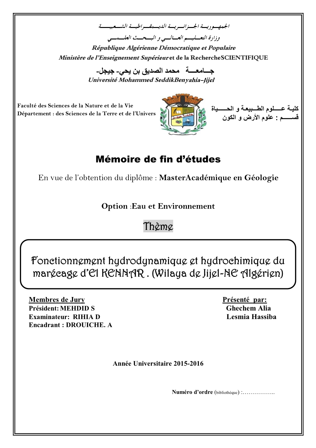 Thème Fonctionnement Hydrodynamique Et Hydrochimique