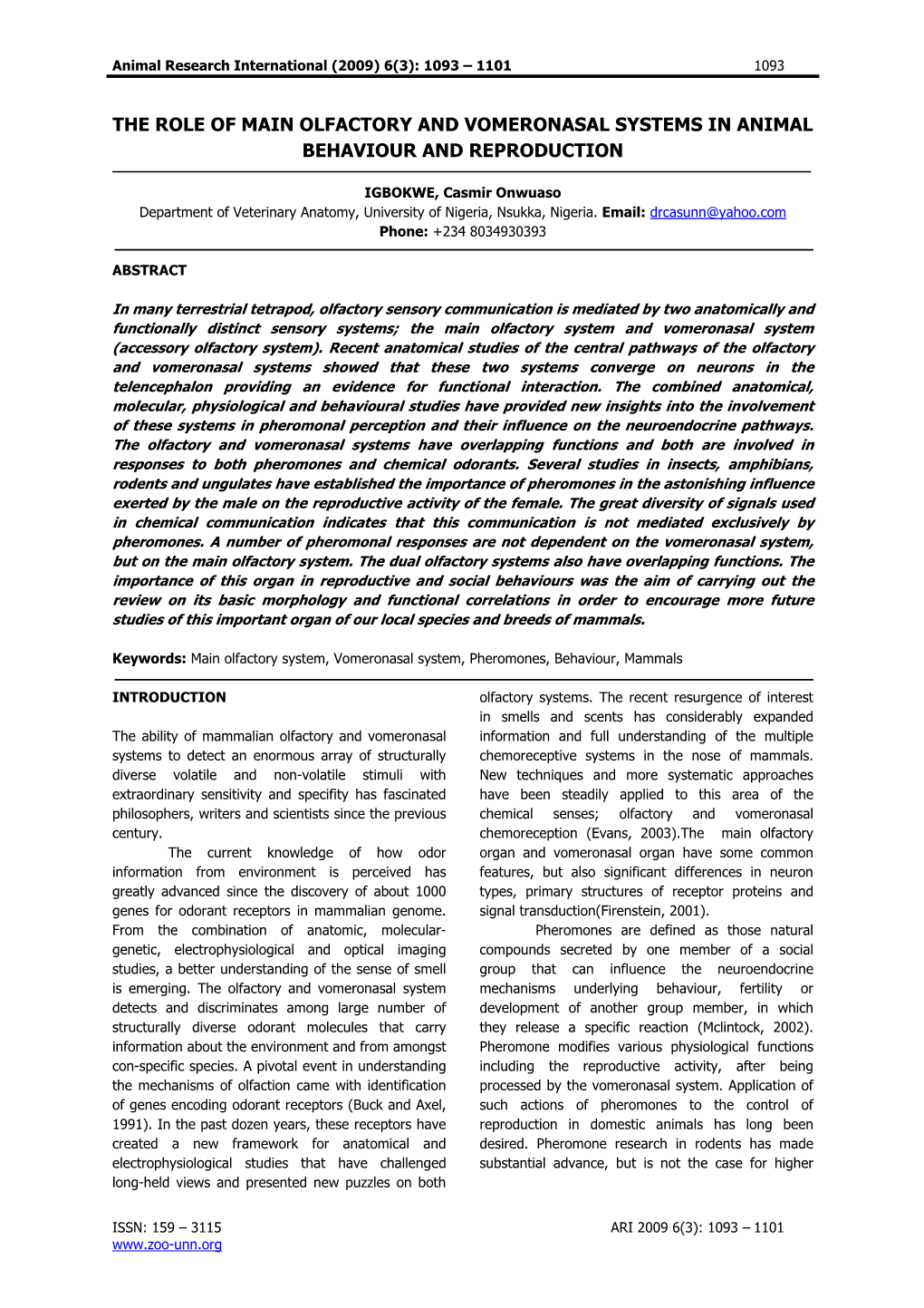 The Functional Anatomy of the Olfactory System