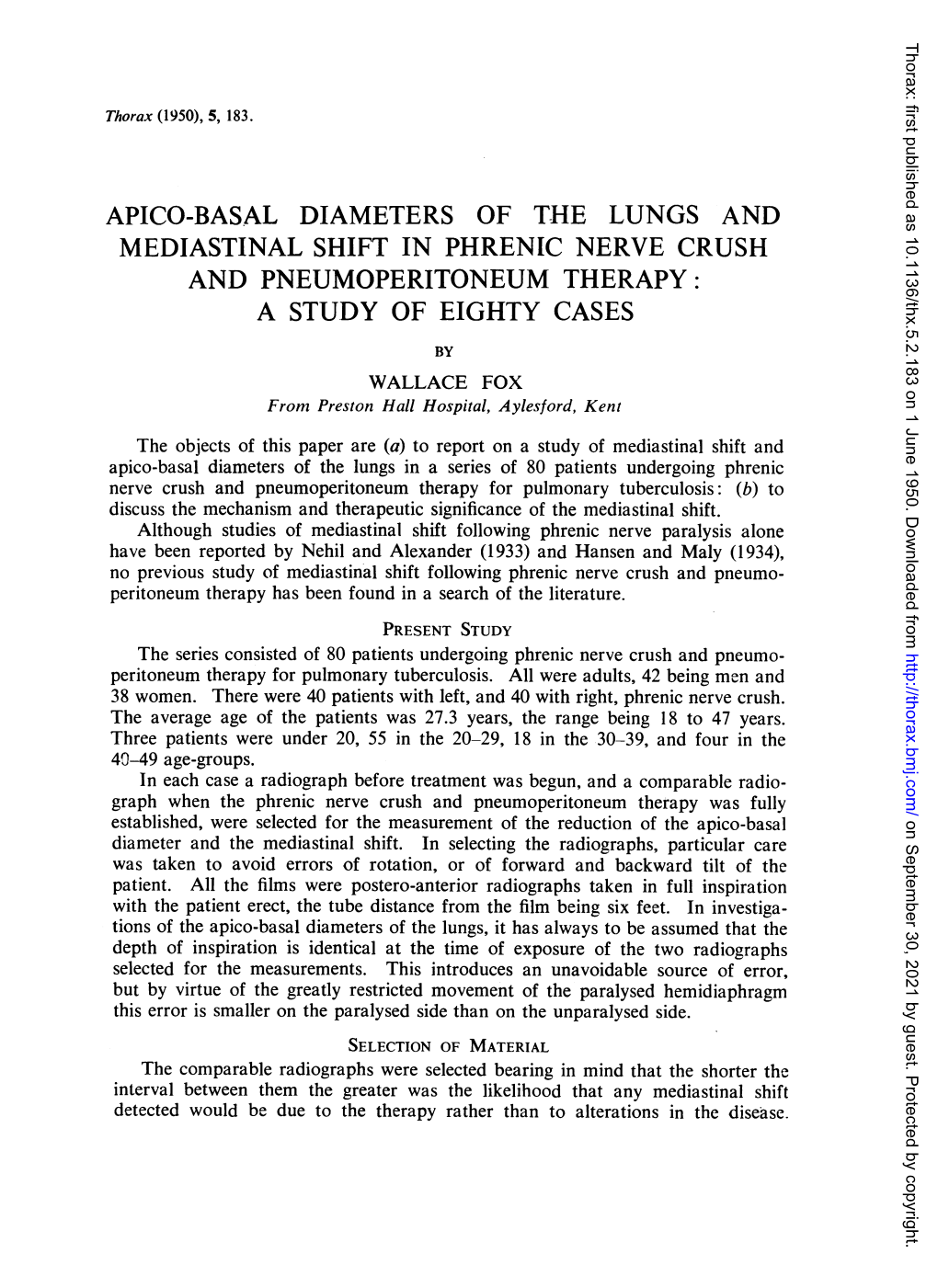 Apico-Basal Diameters of T-He Lungs and And