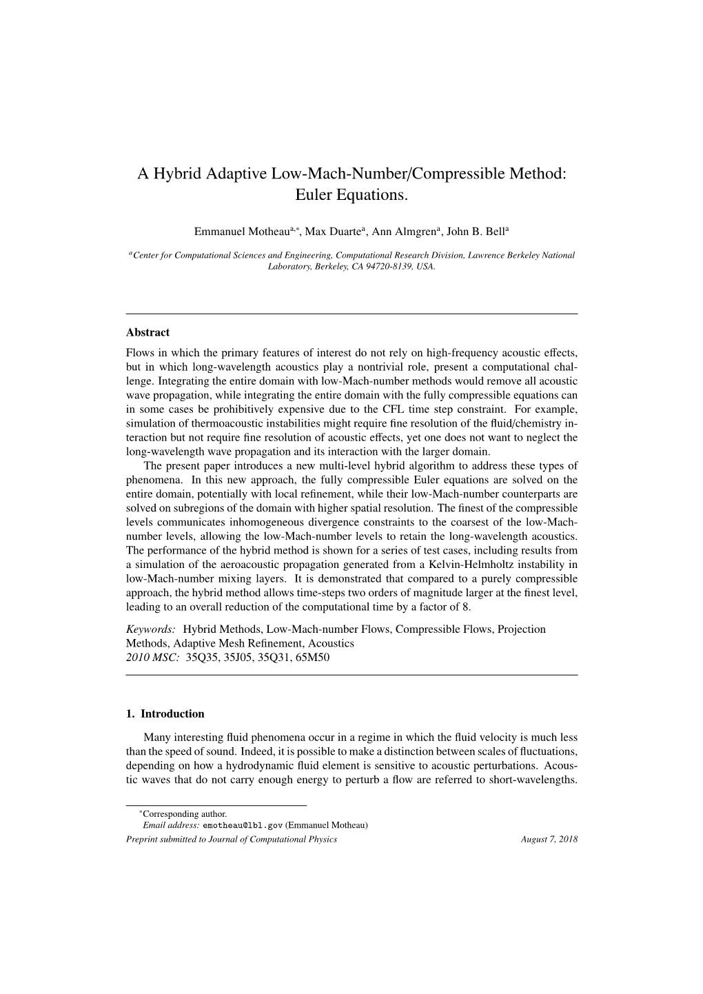 A Hybrid Adaptive Low-Mach-Number/Compressible Method: Euler Equations