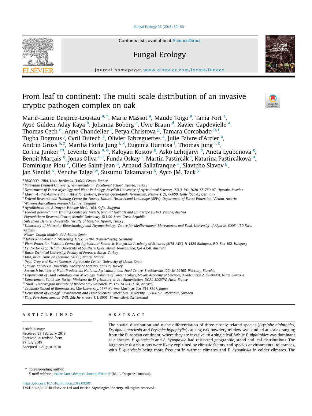 From Leaf to Continent: the Multi-Scale Distribution of an Invasive Cryptic Pathogen Complex on Oak