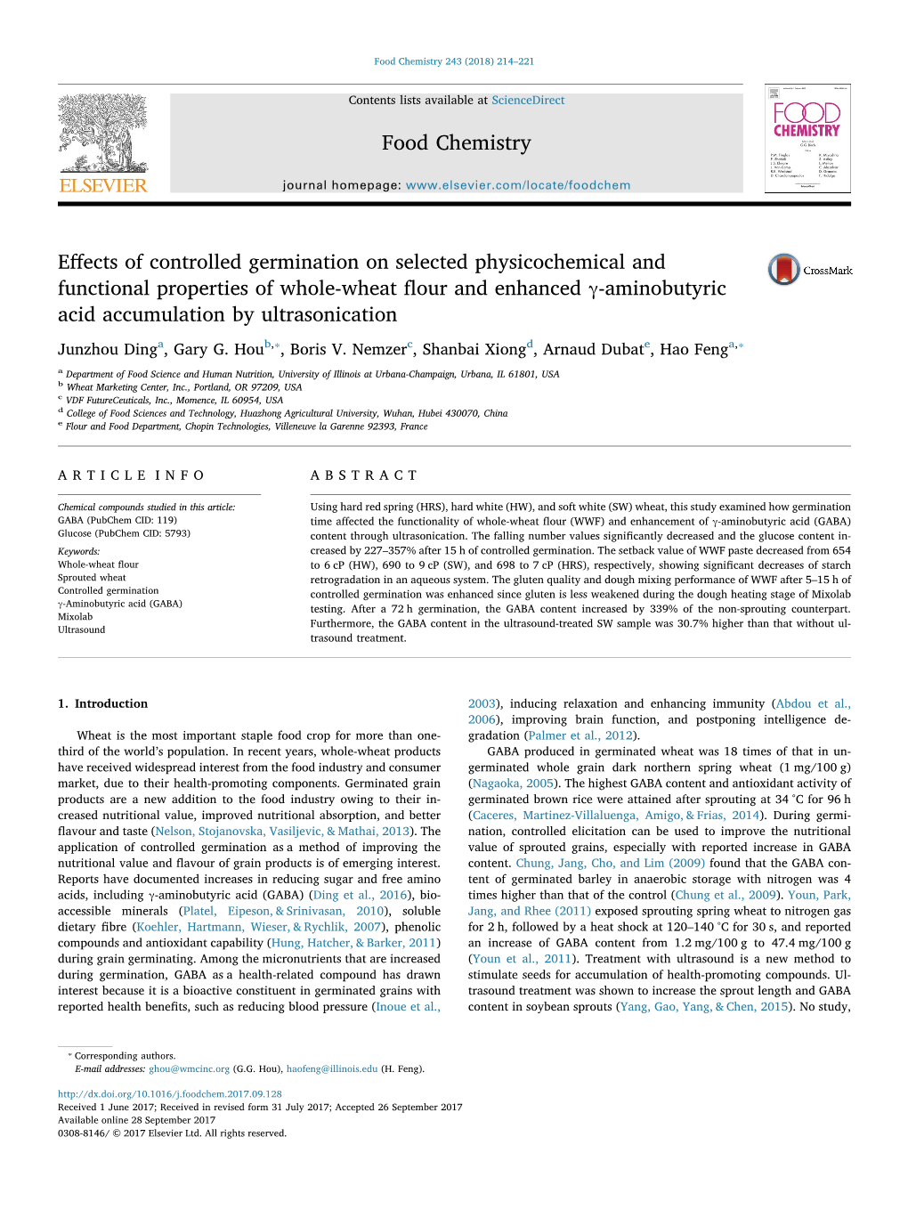 Effects of Controlled Germination on Selected Physicochemical And