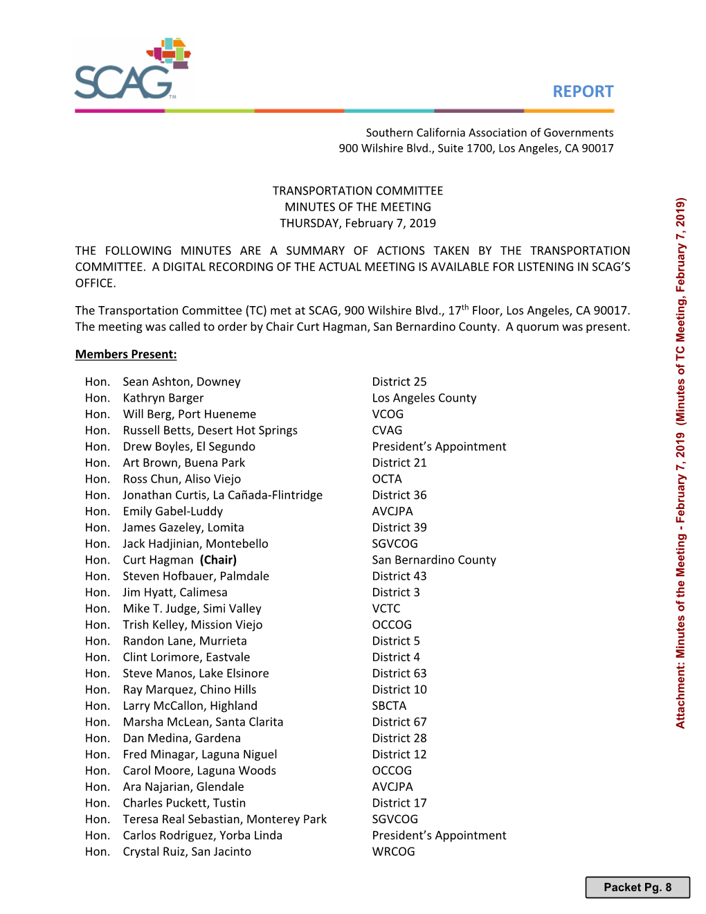 Transportation Committee February 7, 2019 Minutes