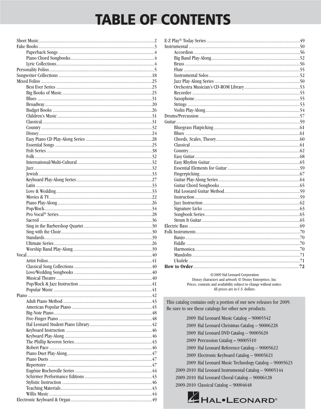 Table of Contents