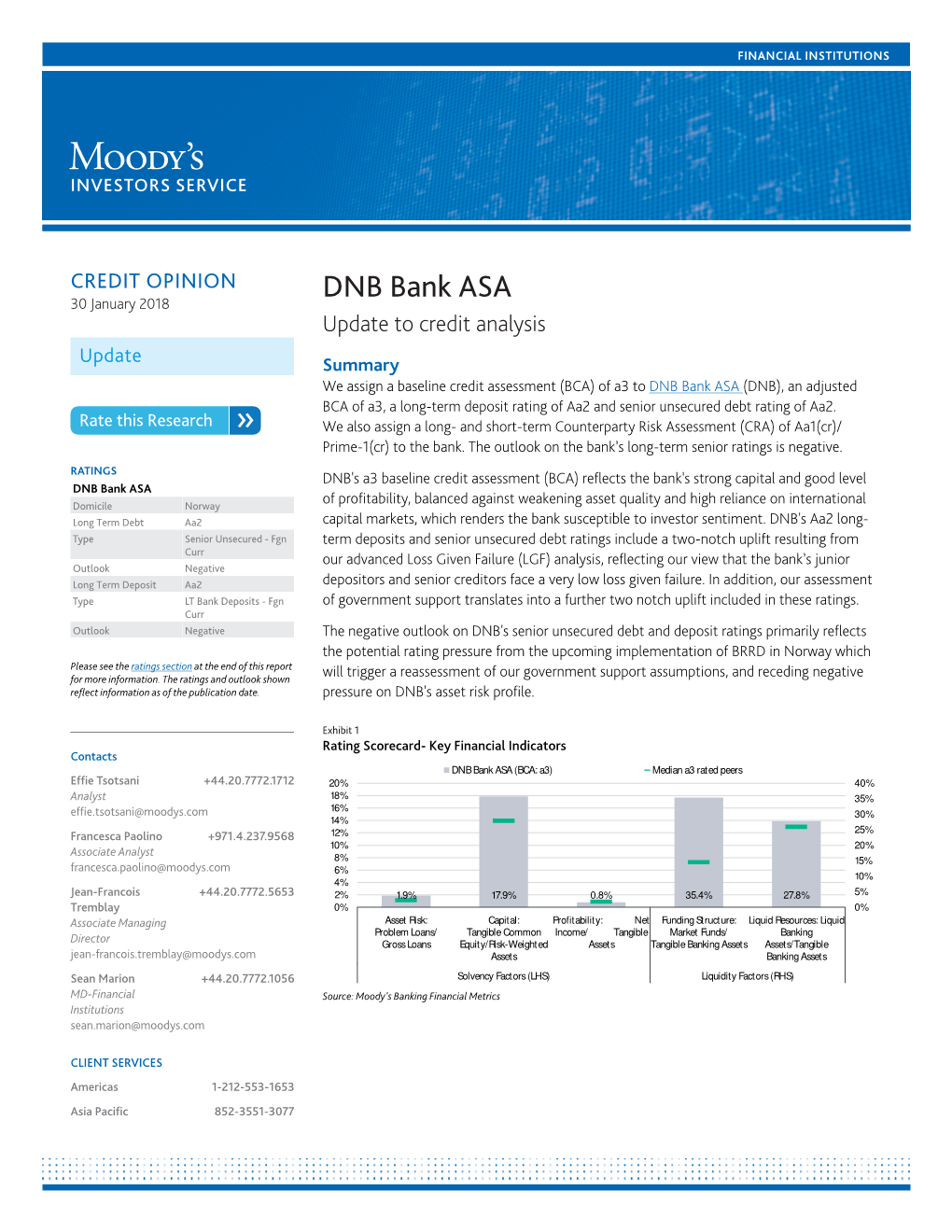 DNB Bank ASA 30 January 2018 Update to Credit Analysis