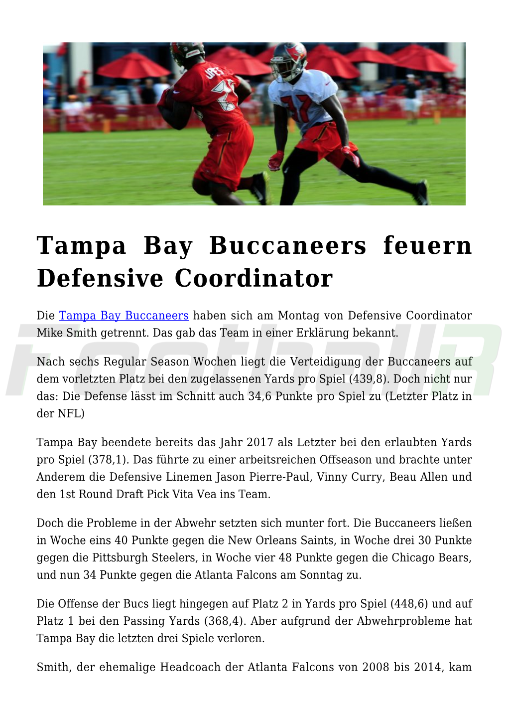 Tampa Bay Buccaneers Feuern Defensive Coordinator