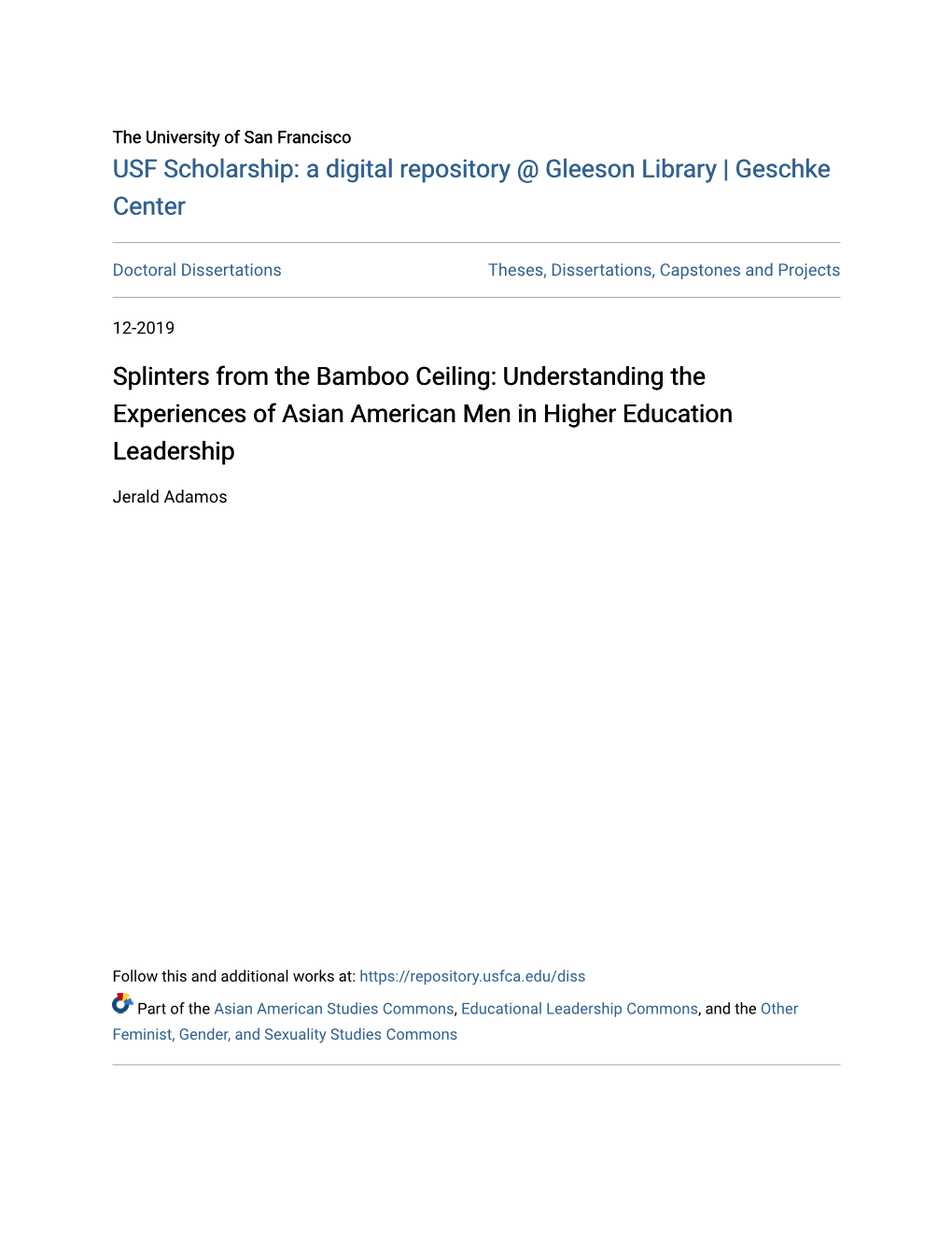 Splinters from the Bamboo Ceiling: Understanding the Experiences of Asian American Men in Higher Education Leadership