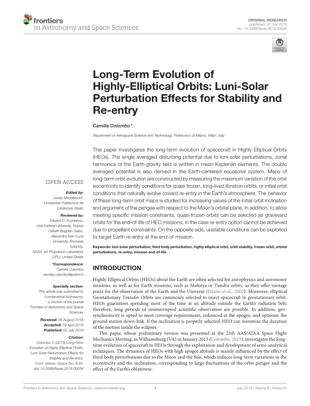 Long-Term Evolution of Highly-Elliptical Orbits: Luni-Solar Perturbation Effects for Stability and Re-Entry