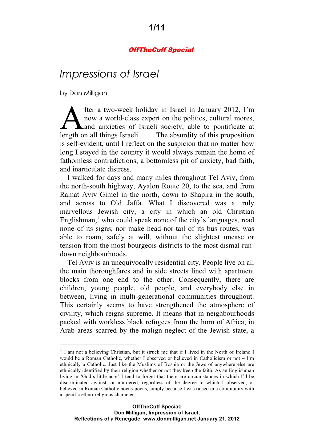 Impressions of Israel by Don Milligan