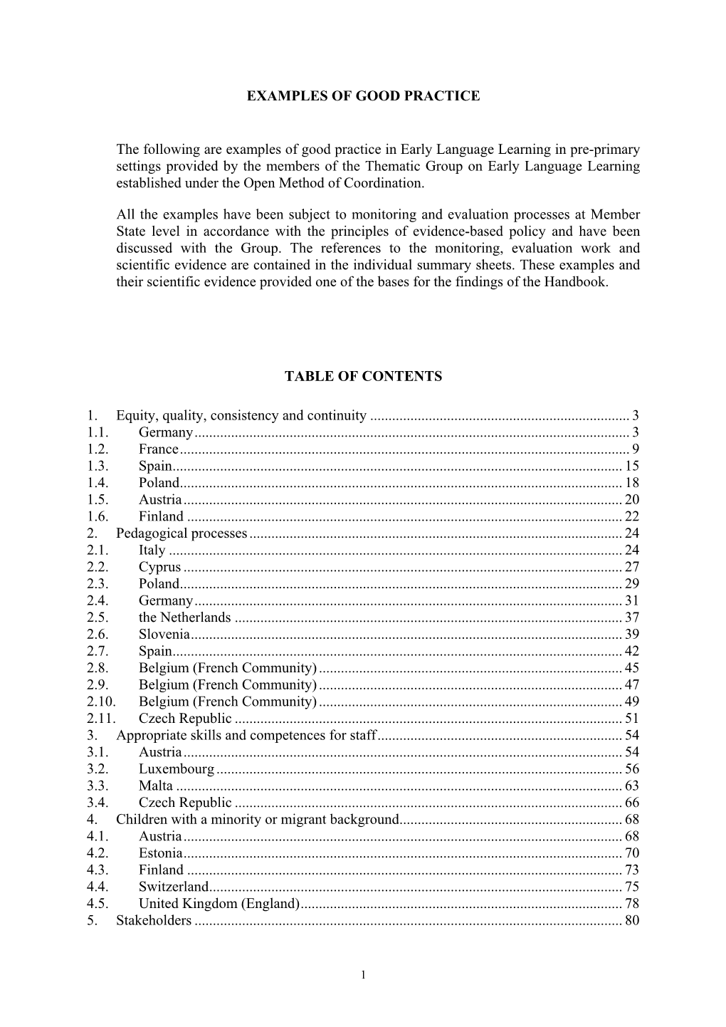 Early Language Lerning Policy Handbook of Good Practice