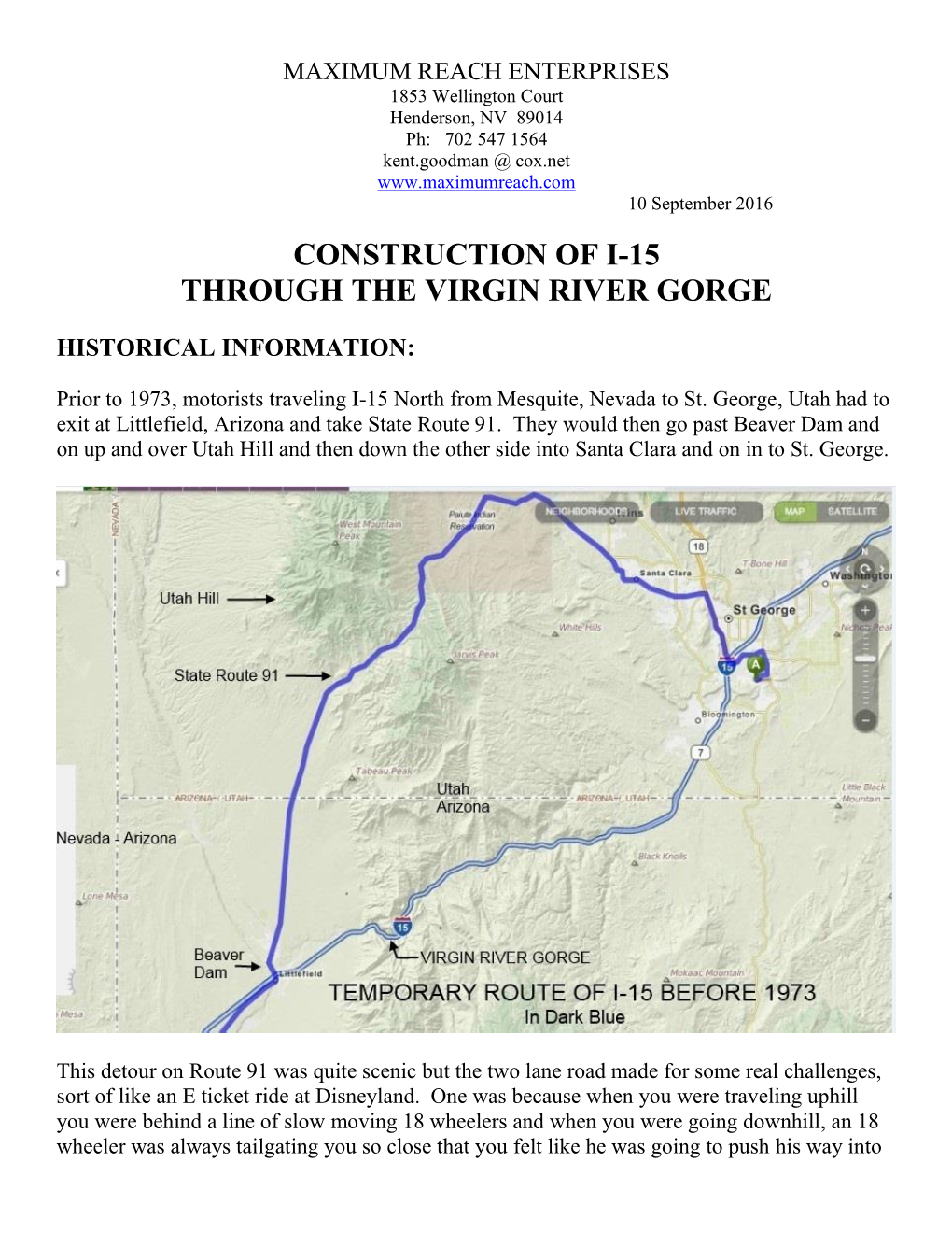 Construction of I-15 Through the Virgin River Gorge