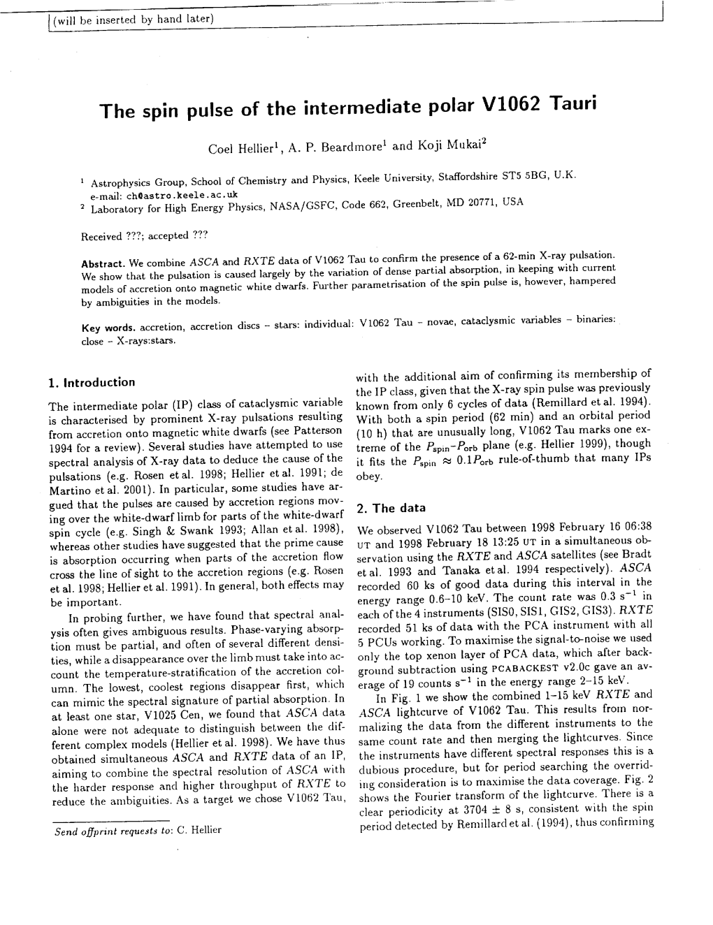 The Spin Pulse of the Intermediate Polar V1062 Tauri