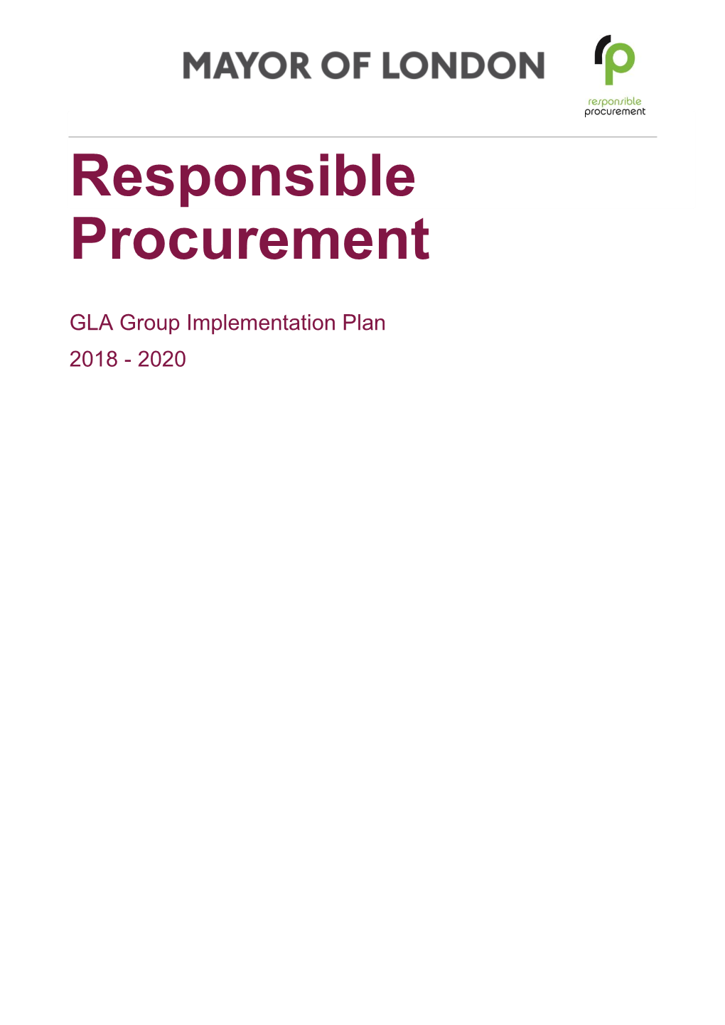 Responsible Procurement Implementation Plan 2018 - 2020