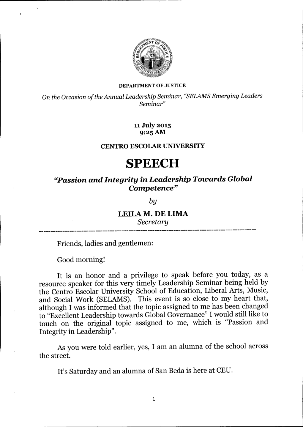 Passion and Integrity in Leadership Towards Global Competence" by LEILA M