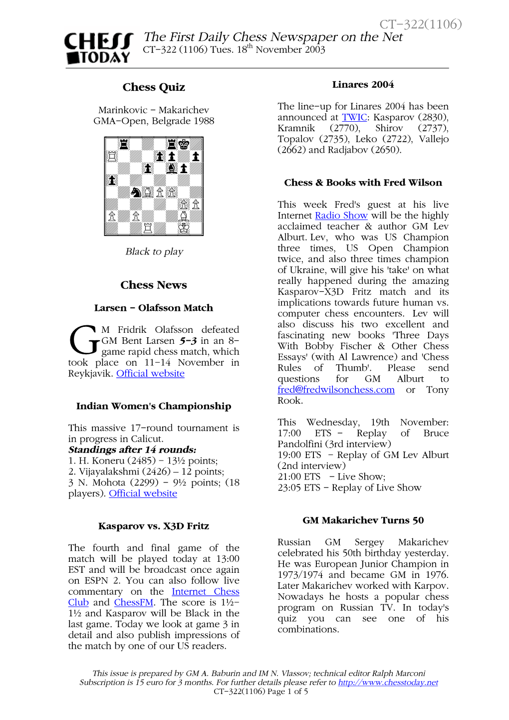 Kasparov Vs. X3D Fritz Russian GM Sergey Makarichev the Fourth and Final Game of the Celebrated His 50Th Birthday Yesterday