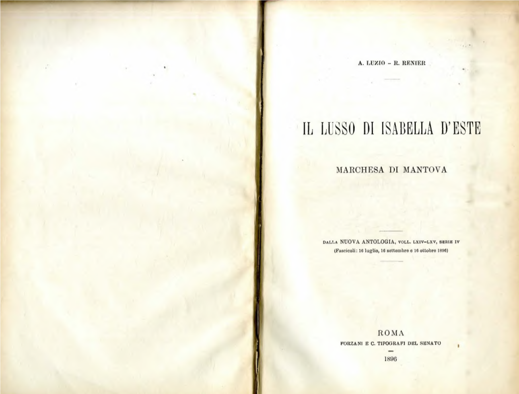 Il Lusso Di Isabella D'este Marchesa Di Mantova I