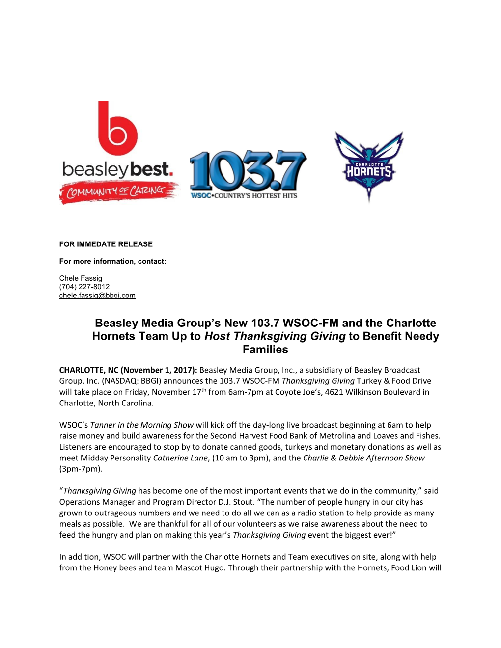 Beasley Media Group's New 103.7 WSOC-FM and the Charlotte