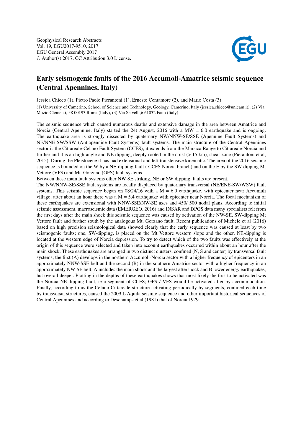 Early Seismogenic Faults of the 2016 Accumoli-Amatrice Seismic Sequence (Central Apennines, Italy)