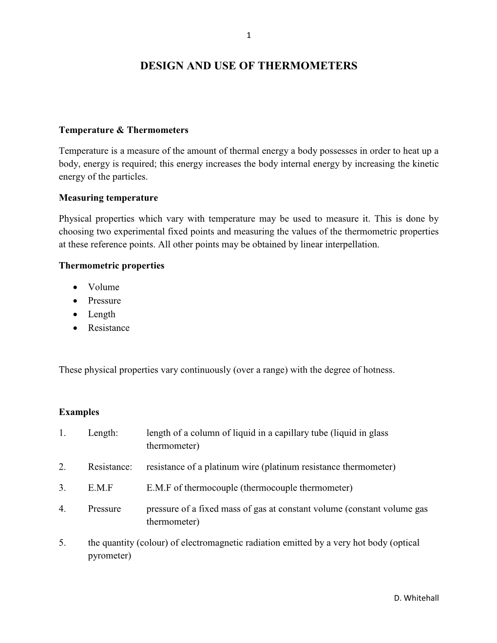 Design and Use of Thermometers