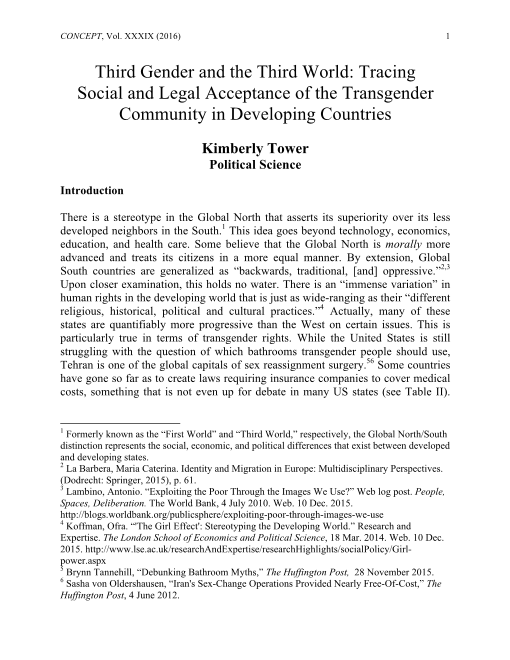 Tracing Social and Legal Acceptance of the Transgender Community in Developing Countries