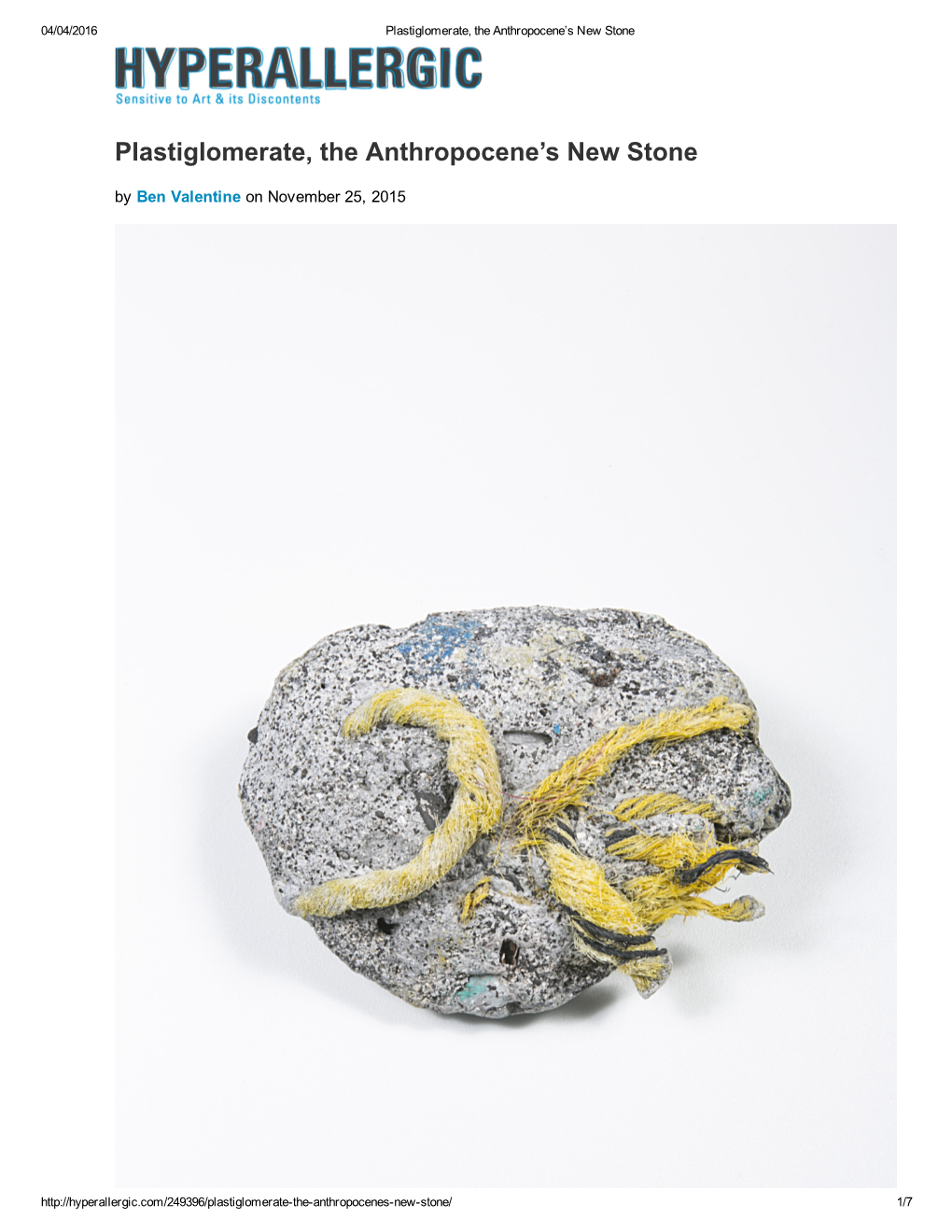 Plastiglomerate, the Anthropocene's New Stone