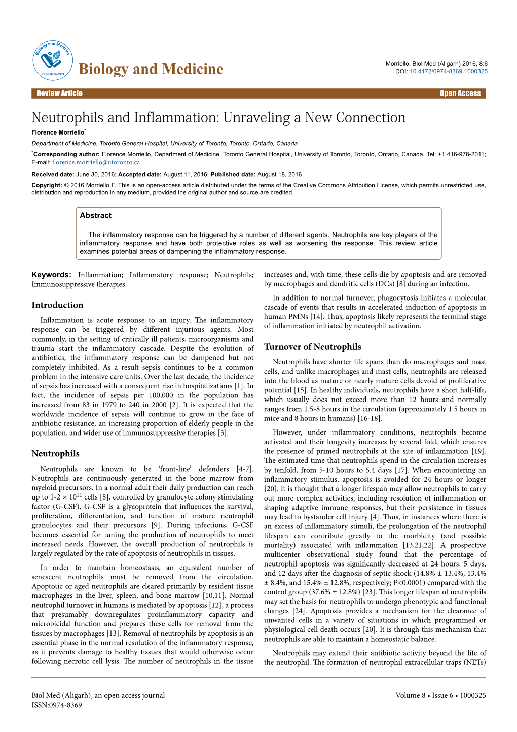 Neutrophils and Inflammation: Unraveling a New Connection