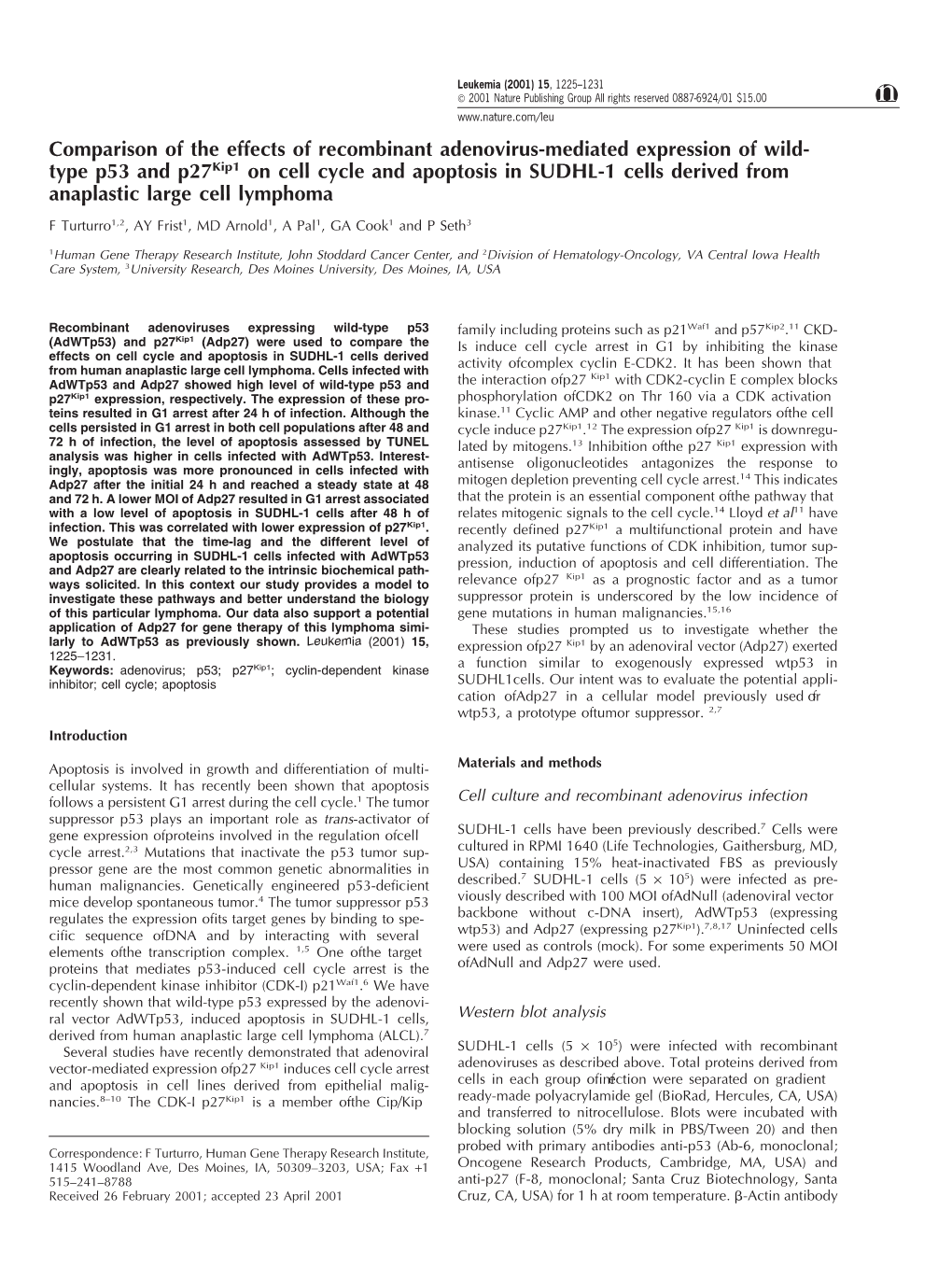 Comparison of the Effects of Recombinant Adenovirus-Mediated