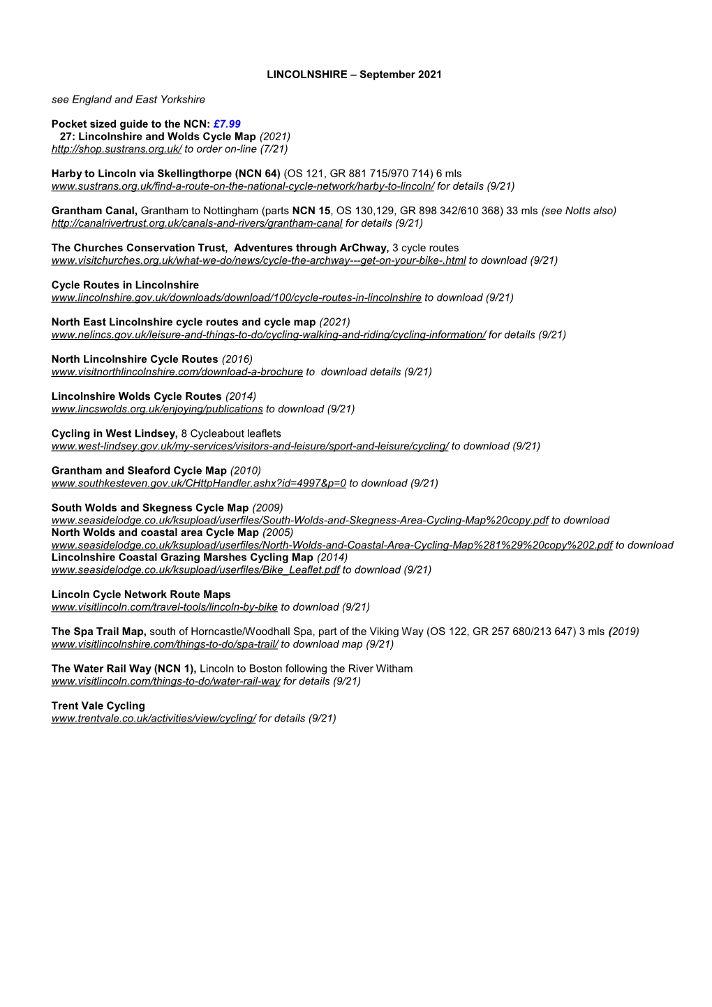 LINCOLNSHIRE – March 2021