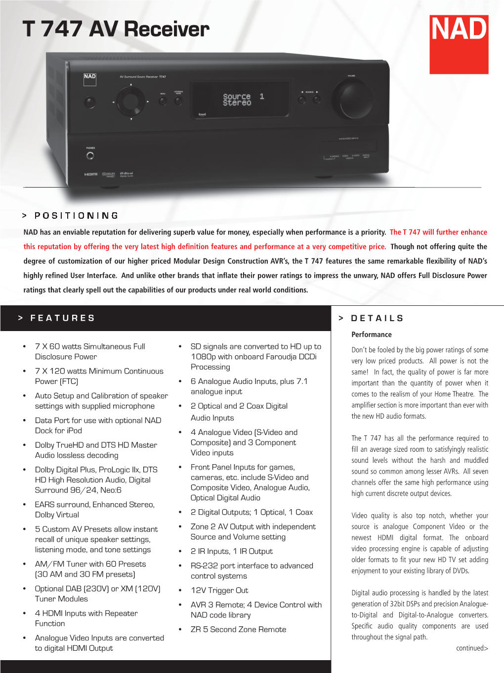 T 747 AV Receiver