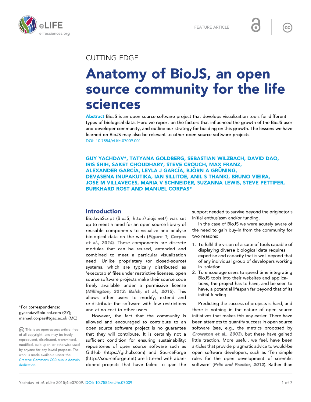 Anatomy of Biojs, an Open Source Community for the Life Sciences