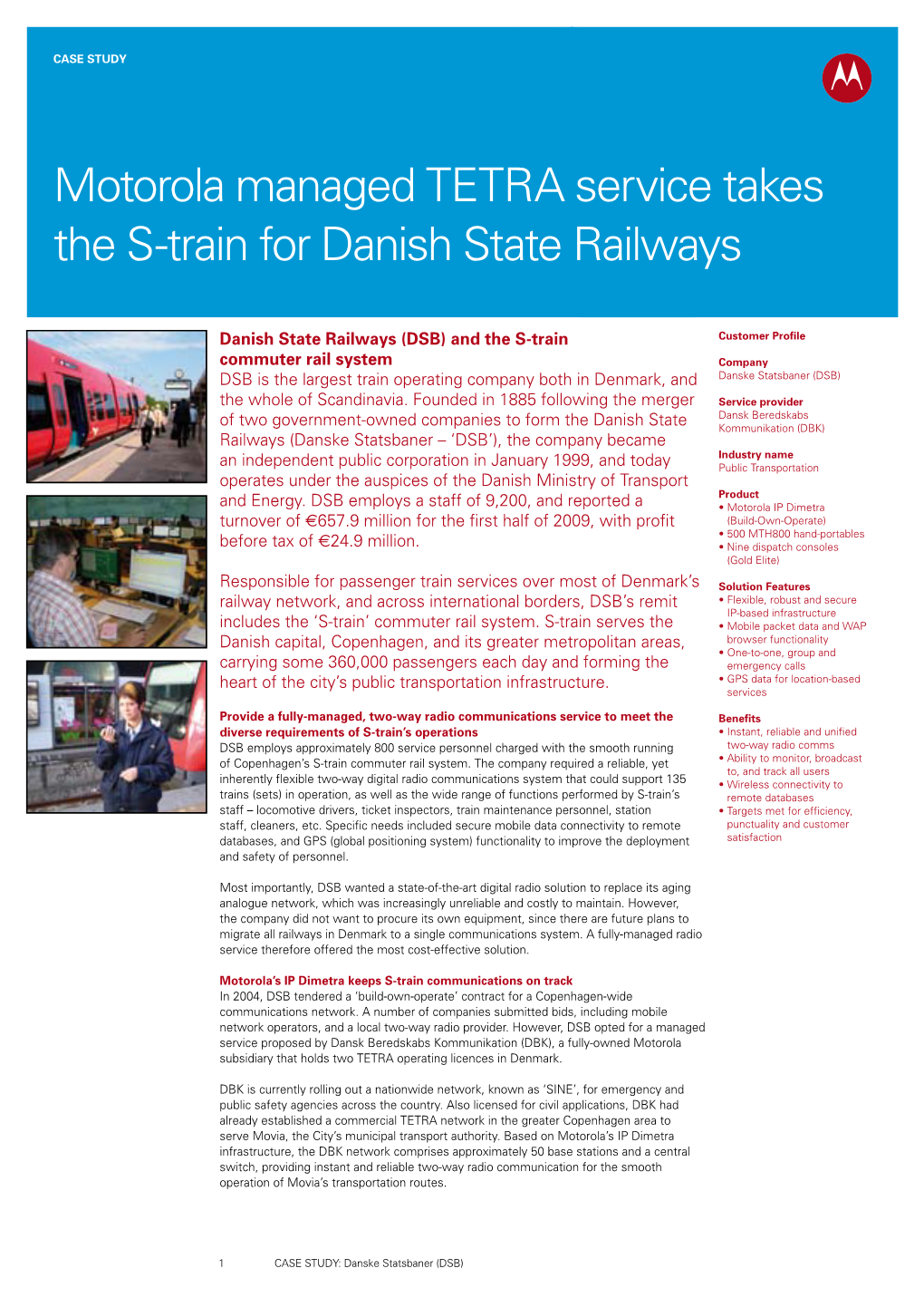 Motorola Solutions Managed Tetra Service Takes the S-Train for Danish